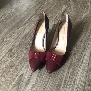 Burgundy Franco Sarto pumps.